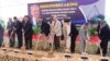 Pakistan's Prime Minister Shehbaz Sharif, center, with unidentified Chinese officials dig during the groundbreaking ceremony of the Chashma-5 nuclear power plant in Chashma, Mianwali, Pakistan, July 14, 2023, in this photo released by Press Information Department.