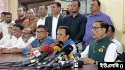 ঢাকায় আওয়ামী লীগের ধানমন্ডি কার্যালয়ে সংবাদ সম্মেলনে দলের সাধারণ সম্মাদক ওবায়দুল কাদের। ২ জুন, ২০২৪।
