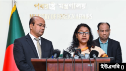 পররাষ্ট্র মন্ত্রণালয়ে সাংবাদিকদের সঙ্গে মুখপাত্র সেহেলী সাবরীন। ২৫ এপ্রিল, ২০২৪।