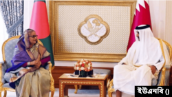 প্রধানমন্ত্রী শেখ হাসিনা ও কাতারের আমির শেখ তামিম বিন হামাদ আল থানি। ২৩ এপ্রিল, ২০২৪।