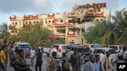 Mfano wa milipuko inayotokea katika mji mkuu wa Somalia wa Mogadishu, Aug. 21, 2022. 