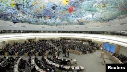 عکس آرشیوی از نشست شورای حقوق بشر سازمان ملل متحد در مقر اروپایی آن سازمان در شهر ژنو سوئیس