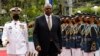 U.S. Defense Secretary Lloyd Austin walks past military guards during his arrival at the Department of National Defense in Camp Aguinaldo military camp in Quezon City, Metro Manila, Philippines, Feb. 2, 2023. 