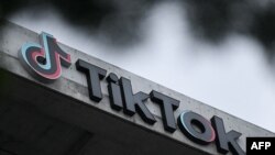 Логотип TikTok на фасаді офісу компанії у Калвер-Сіті, штат Каліфорнія, 16 березня 2023 року. (Фото Патріка Т. Феллона / AFP)