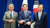 美国国务卿马尔科·卢比奥、日本外务大臣岩屋毅和韩国外交部长赵显在出席联合国大会之际在纽约市举行三边会晤。(2025年9月22日)