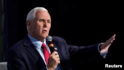 FILE PHOTO: Mike Pence speaks in Washington