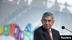 Foro de archivo de agosto de 2015 de Óscar Arias, Premio Nobel de la Paz y expresidente de Costa Rica.