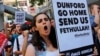 Members of Patriotic Party shout slogans as they demonstrate against the visit of U.S. Chairman of the Joint Chiefs of Staff General Joseph F. Dunford in front of the U.S. Embassy in Ankara, Turkey, Aug. 1, 2016. 
