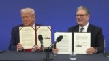 2025年9月18日，特朗普总统与英国首相斯塔默签署《美英技术繁荣协议》。(视频截图)