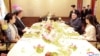 中国国家主席习近平和夫人彭丽媛，朝鲜国务委员会委员长金正恩和夫人李雪主在北京会面（2018年3月28日发布的照片，具体日期不详）