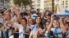 Seguidores del presidente Luis Lacalle Pou celebran su triunfo en las elecciones generales. Montevideo, 1 de marzo de 2020.